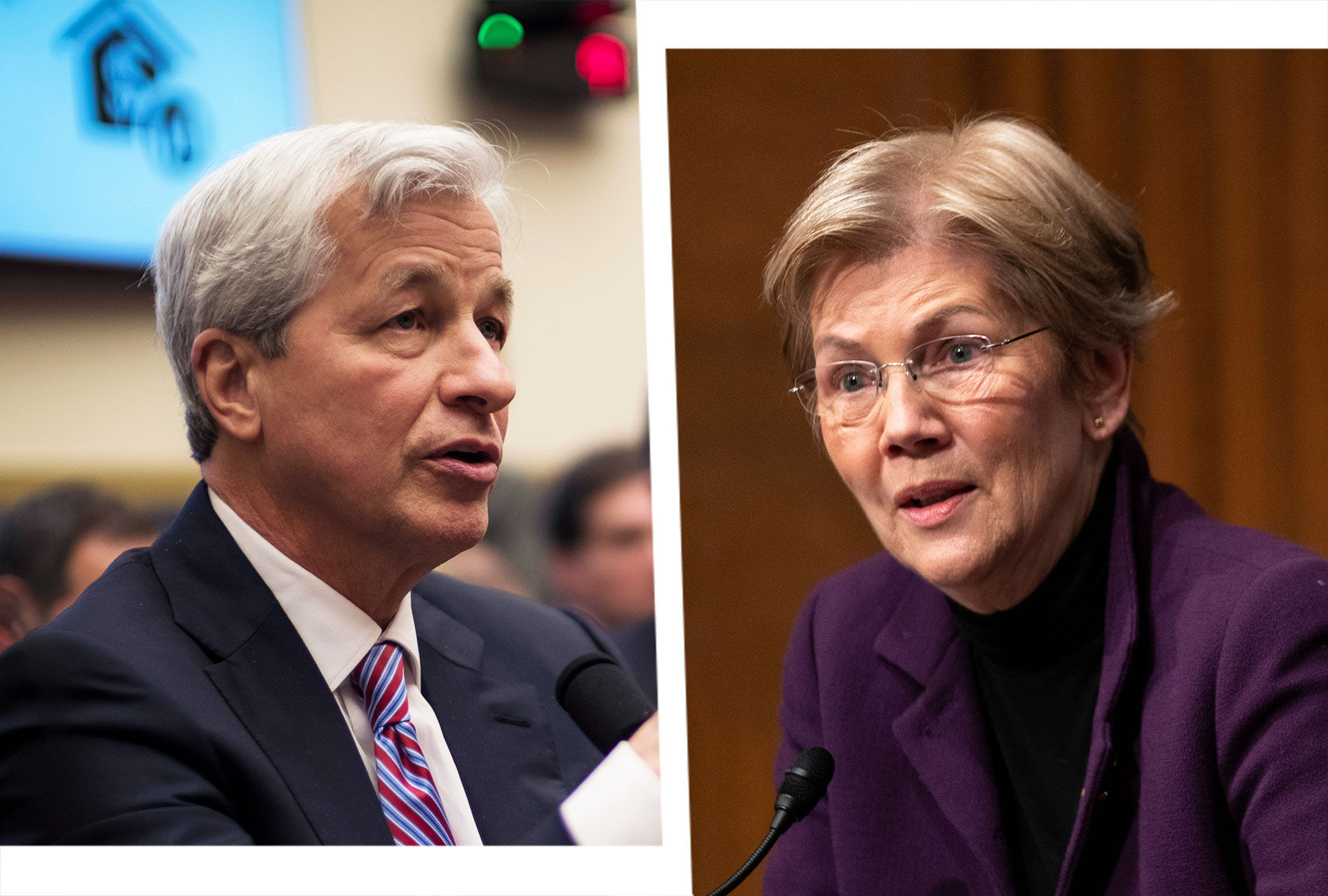 Jamie Dimon and Elizabeth Warren (Photo illustration by Salon/Getty Images)