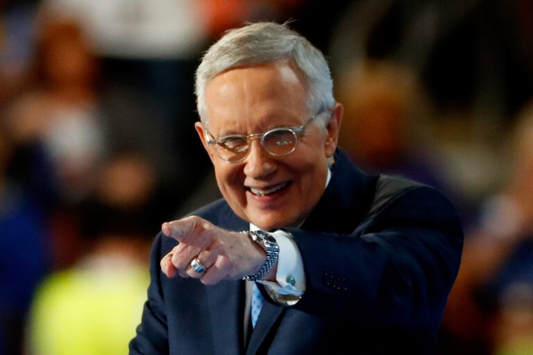 Then-U.S. Sen. Minority Leader Sen. Harry Reid, D-NV, delivers remarks on the third day of the Democratic National Convention at the Wells Fargo Center, July 27, 2016 in Philadelphia, Pennsylvania. (Aaron P. Bernstein/Getty Images)