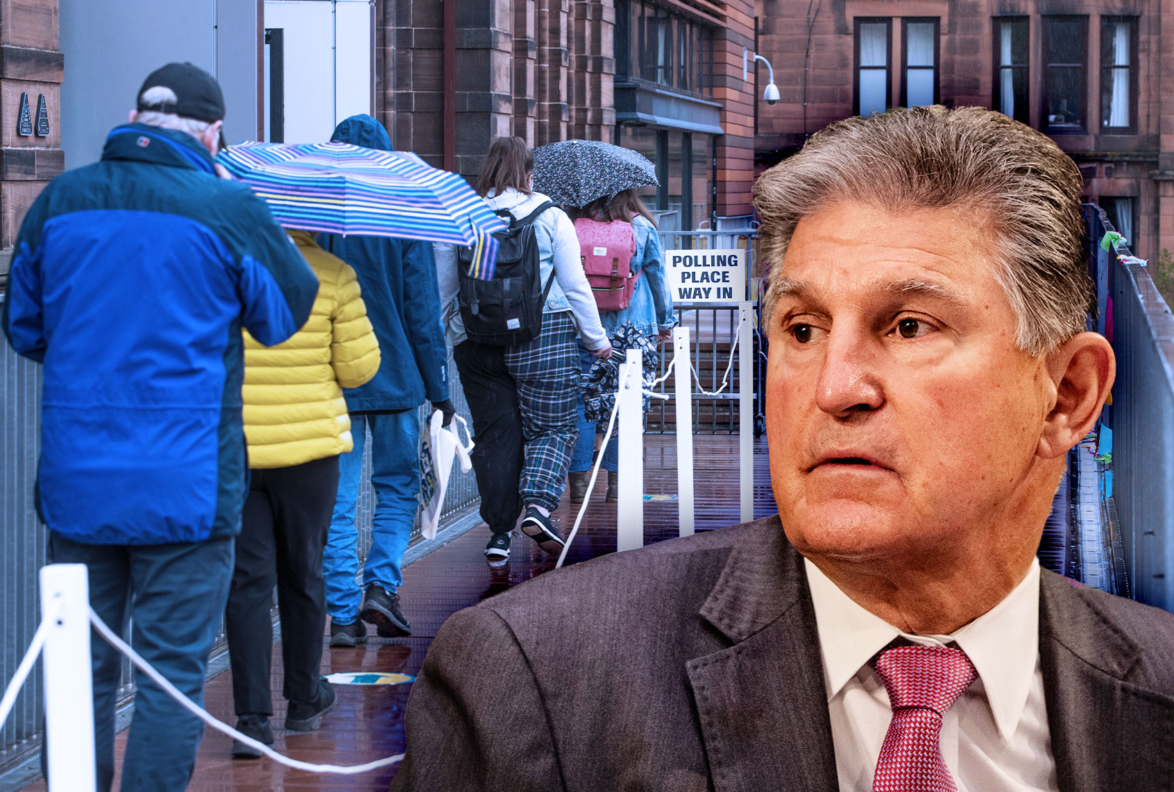 Joe Manchin | Voting line (Photo illustration by Salon/Getty Images)