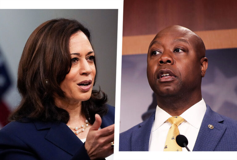 Kamala Harris and Tim Scott (Photo illustration by Salon/Getty Images)