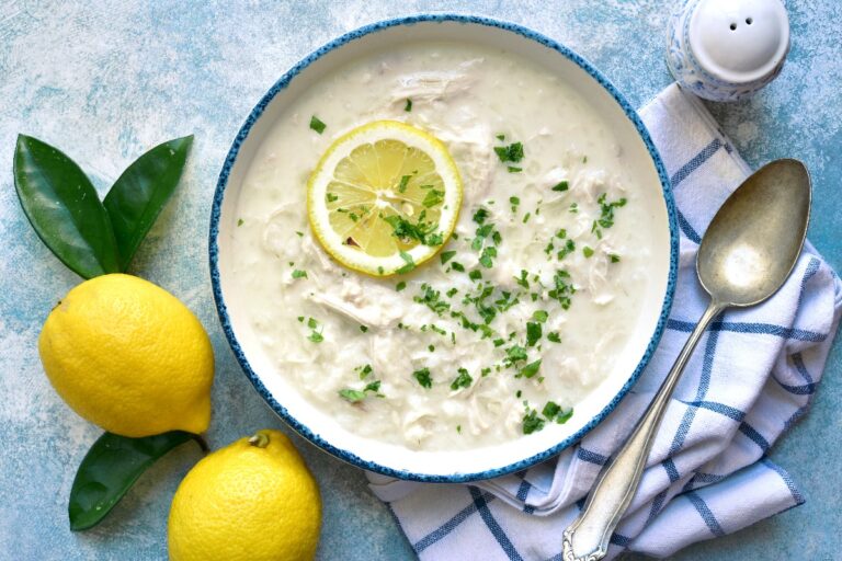 Avgolemono - traditional greek chicken soup with orzo pasta, eggs and lemon in a vintage bowl. (Getty Images)