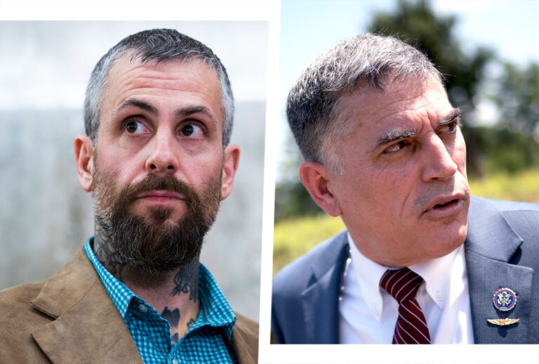 GOP Rep. Andrew Clyde and Capitol police officer Michael Fanone (Photo illustration by Salon/Getty Images)