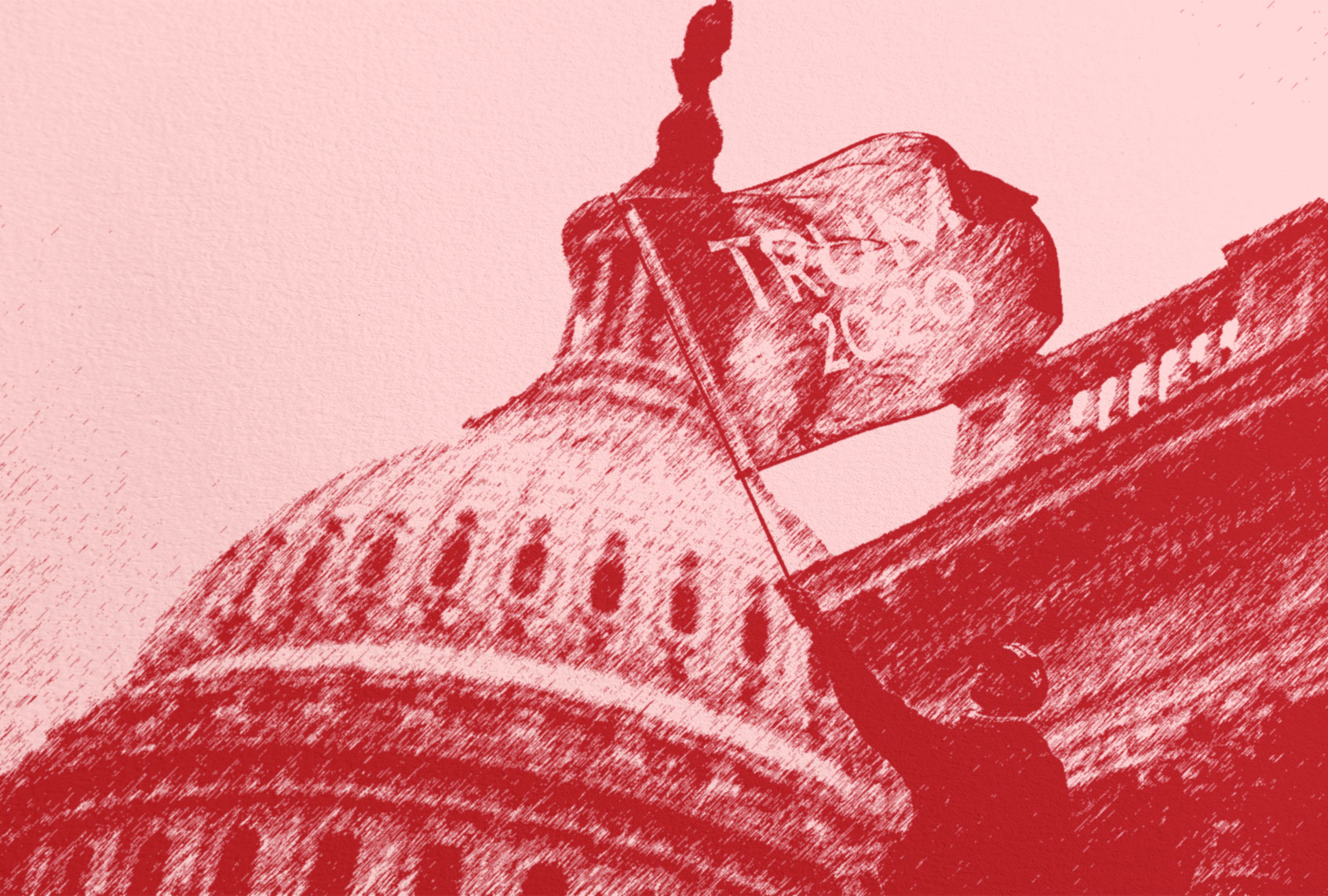 Person waving "Trump 2020" flag at the January 6th, 2021 riot at the US Capitol (Photo illustration by Salon/Getty Images/Alex Edelman)