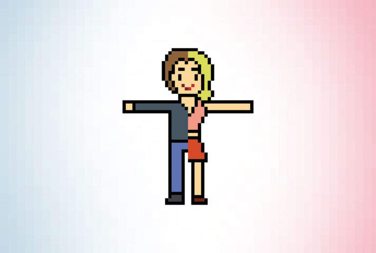 Pixel character, half male half female (iStock/Getty Images)
