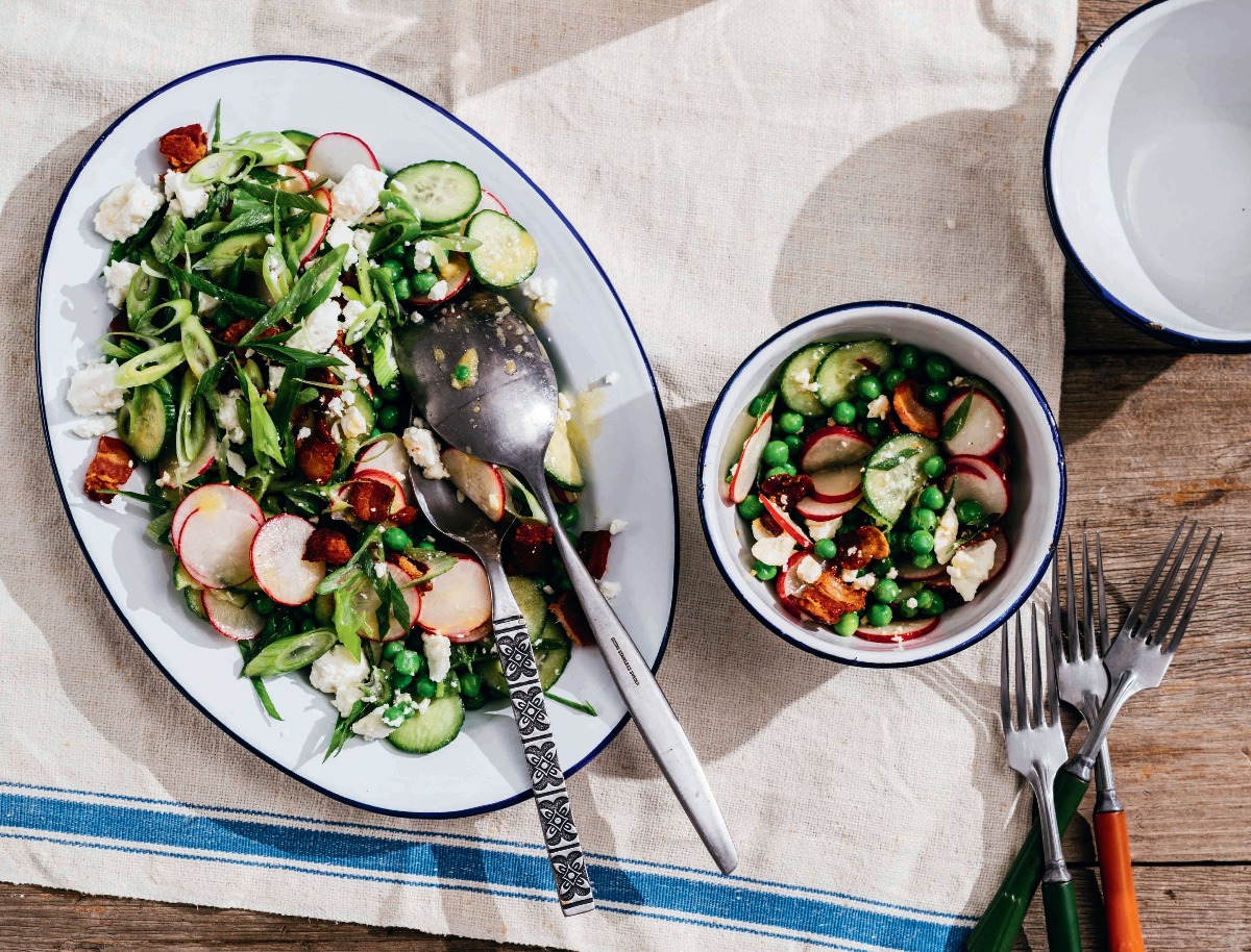 Spring Pea Salad (Food Styling by Catrine Kelty | Prop Styling by Caroline Woodward) (Photo by Michael Piazza for Yankee Magazine)