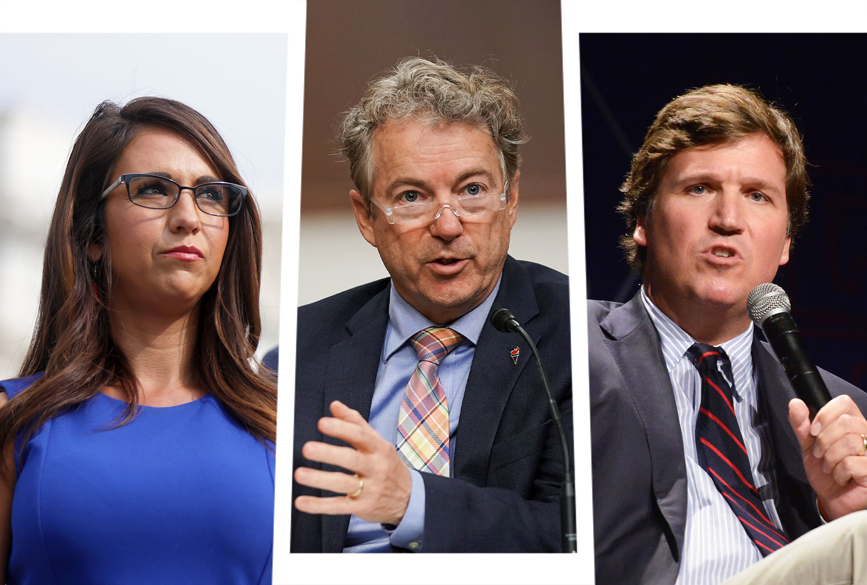 Lauren Boebert, Rand Paul and Tucker Carlson (Photo illustration by Salon/Getty Images)