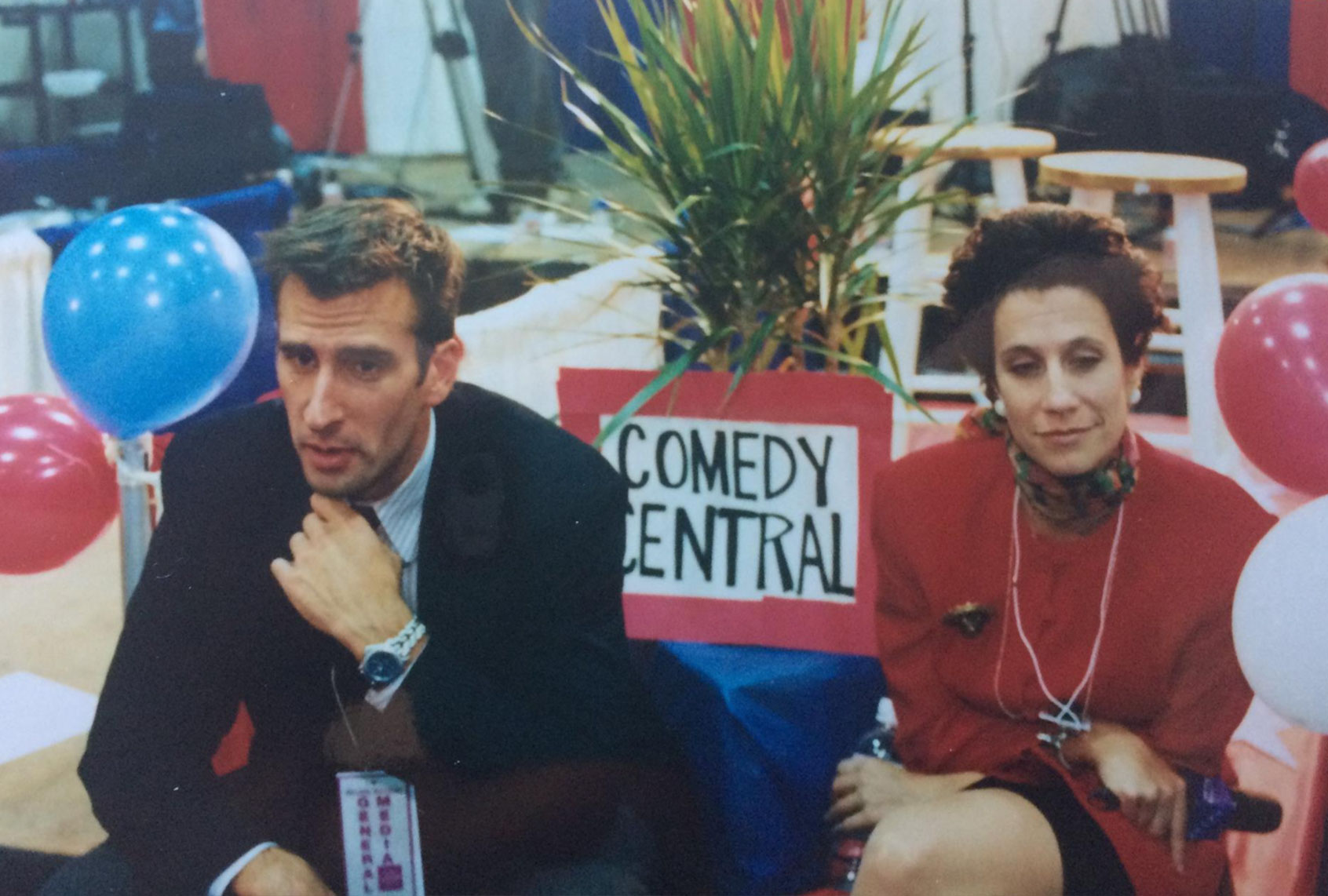Brian Unger and Lizz Winstead at Clinton Dole debates (Lizz Winstead)