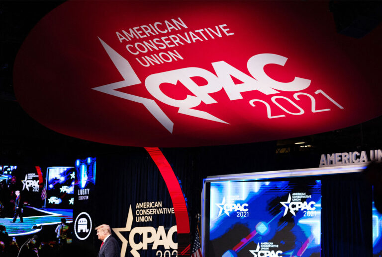 Former US President Donald Trump walks on stage before speaking at the Conservative Political Action Conference (CPAC) in Dallas, Texas on July 11, 2021. (ANDY JACOBSOHN/AFP via Getty Images)