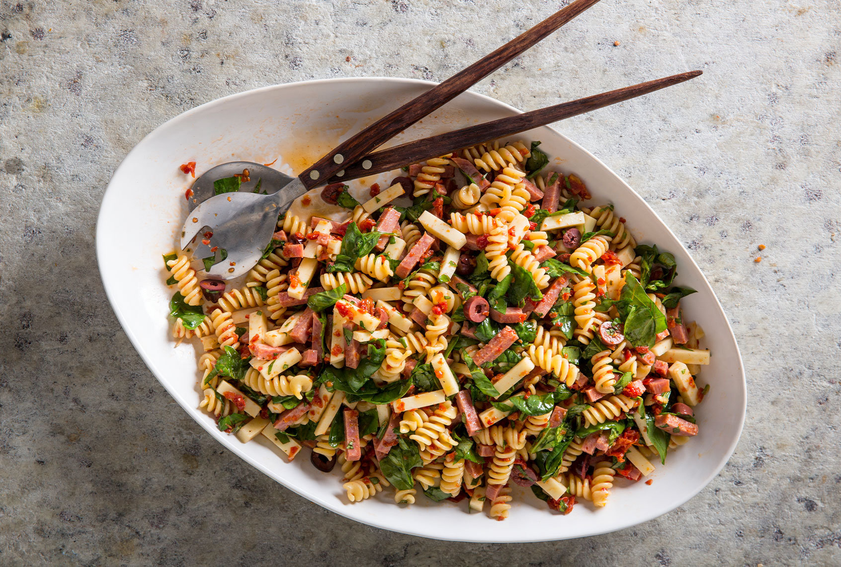 Fusilli Salad with Salami and Sun-Dried Tomato Vinaigrette (Courtesy of "The Complete Salad Cookbook"/America's Test Kitchen)