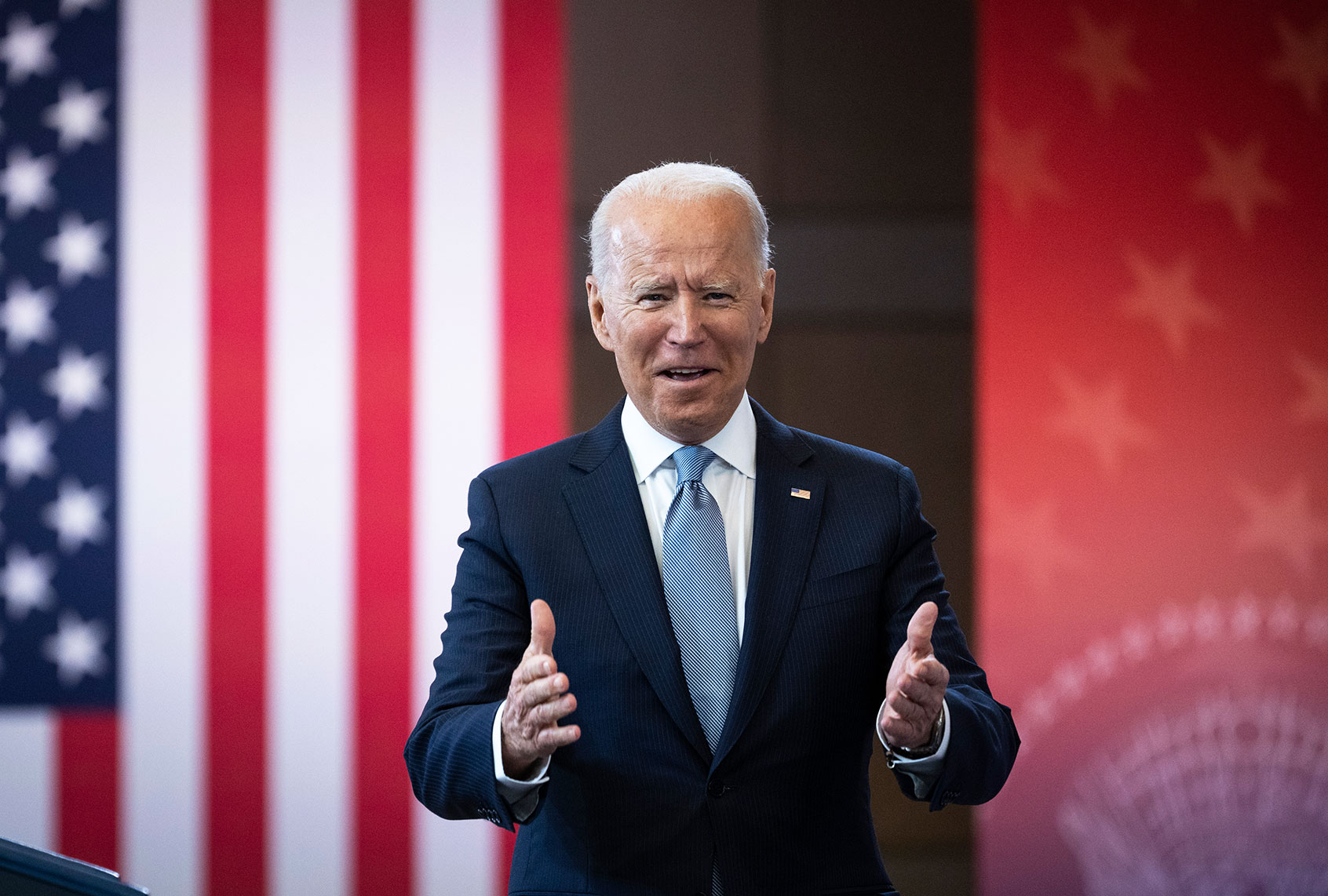U.S. President Joe Biden arrives to speak about voting rights at the National Constitution Center on July 13, 2021 in Philadelphia, Pennsylvania. Biden and Congressional Democrats are set to make another push for sweeping voting rights legislation as Republican state legislatures across the country continue to pass controversial voting access laws. (Drew Angerer/Getty Images)