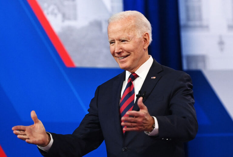 US President Joe Biden participates in a CNN Town Hall hosted by Don Lemon at Mount St. Joseph University in Cincinnati, Ohio, July 21, 2021. (SAUL LOEB/AFP via Getty Images)