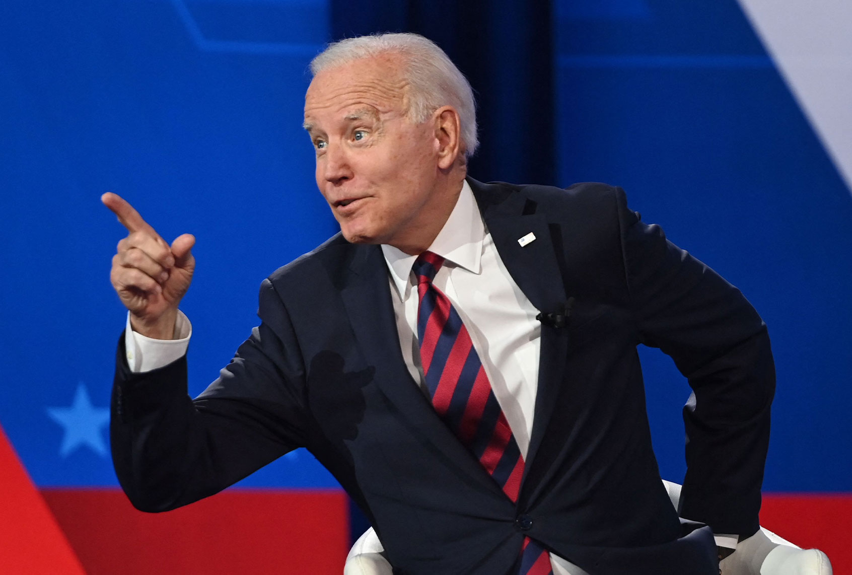 US President Joe Biden participates in a CNN Town Hall hosted by Don Lemon at Mount St. Joseph University in Cincinnati, Ohio, July 21, 2021. (SAUL LOEB/AFP via Getty Images)