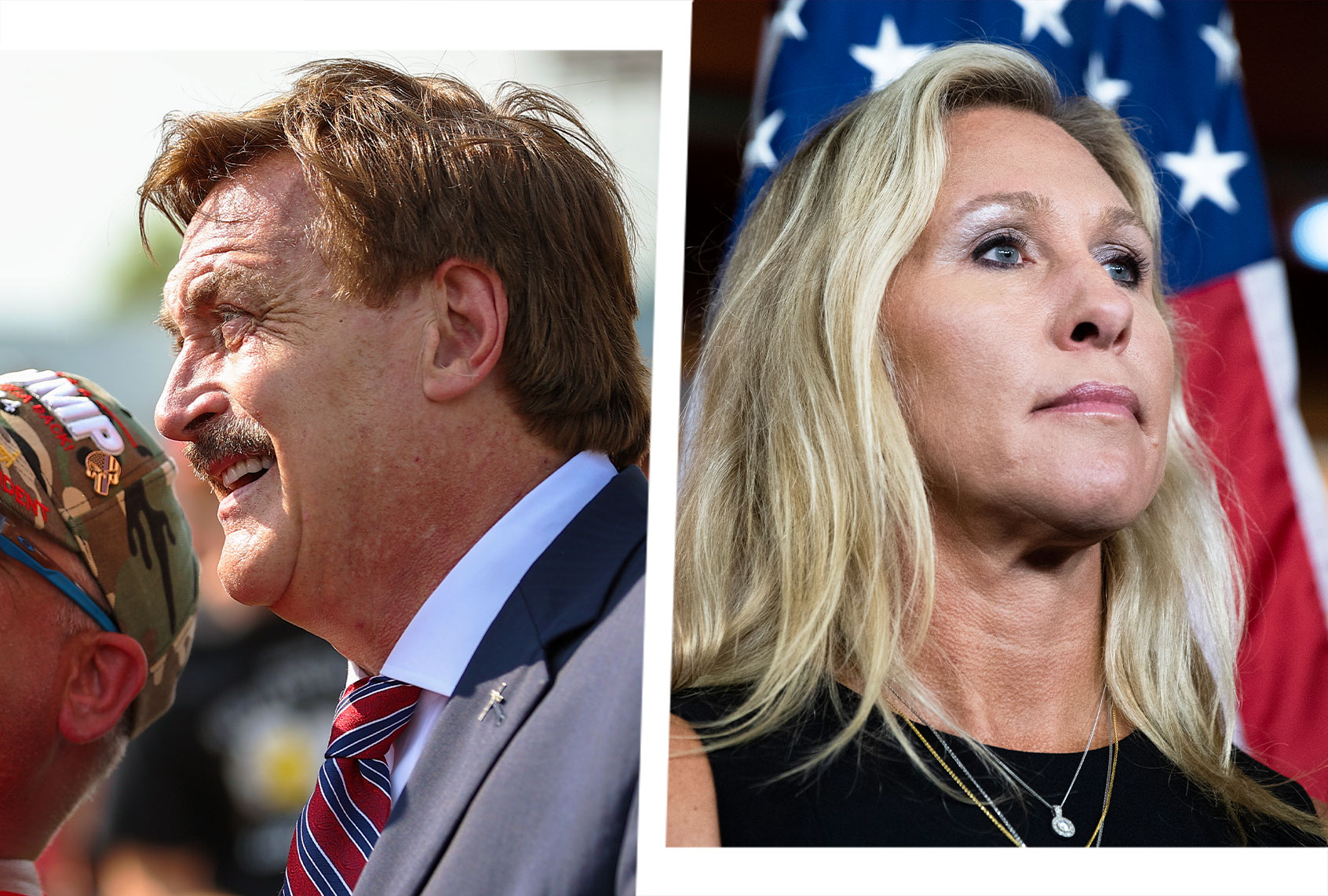 Mike Lindell and Marjorie Taylor-Greene (Photo illustration by Salon/Getty Images)