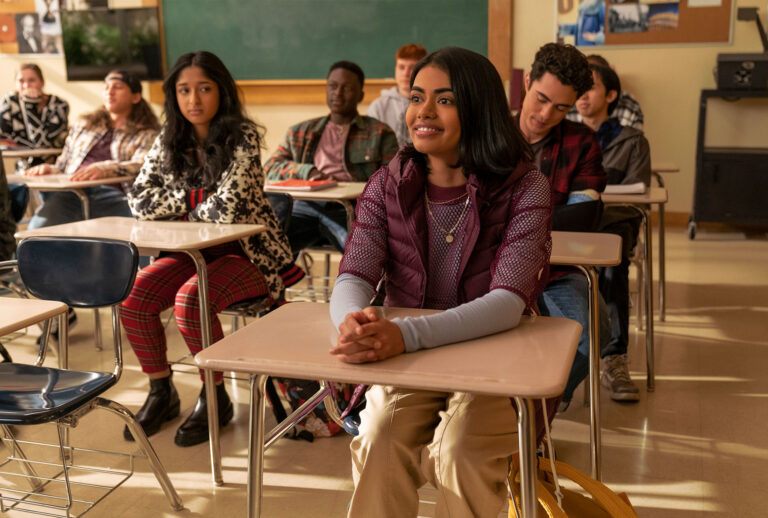 Maitreyi Ramakrishnan and Megan Sure in "Never Have I Ever" (Isabella B. Vosmikova/Netflix)
