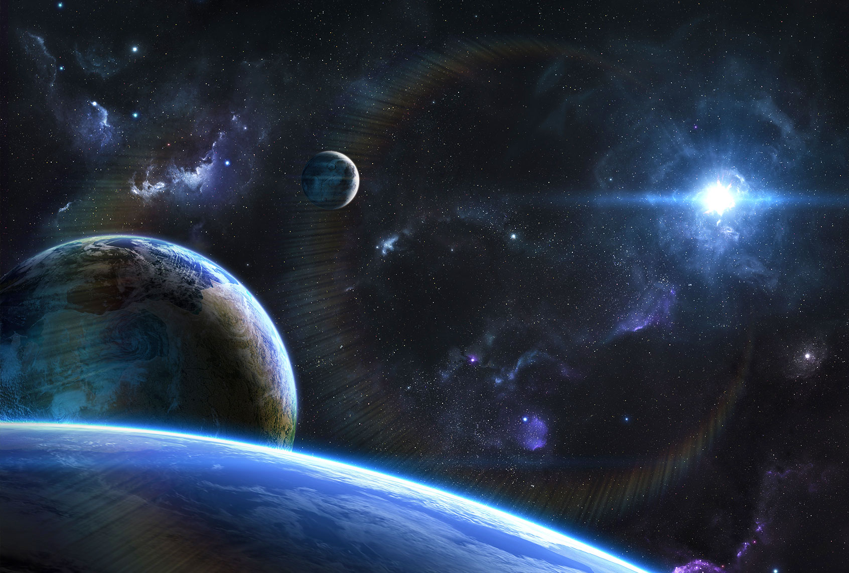 Outspace orbital view of planets and moons (Getty Images/Lev Savitskiy)