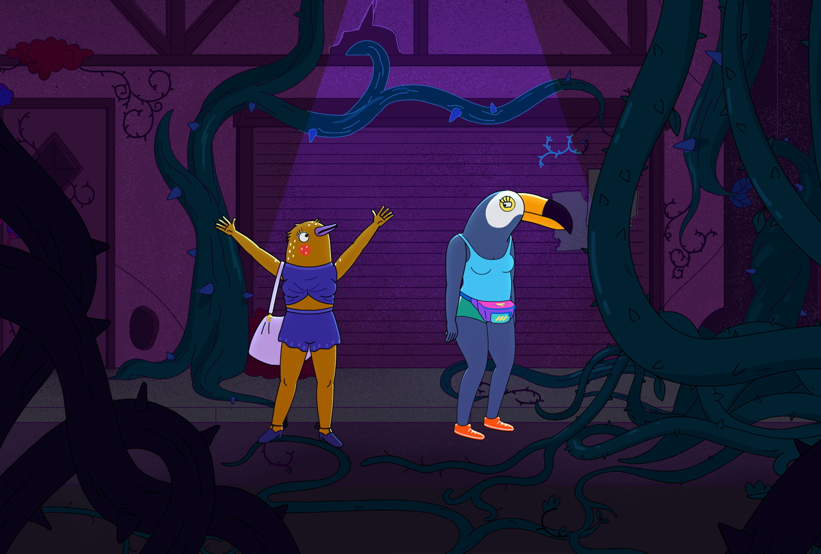 Bertie tries to cheer up Tuca in "Tuca & Bertie" (Adult Swim)