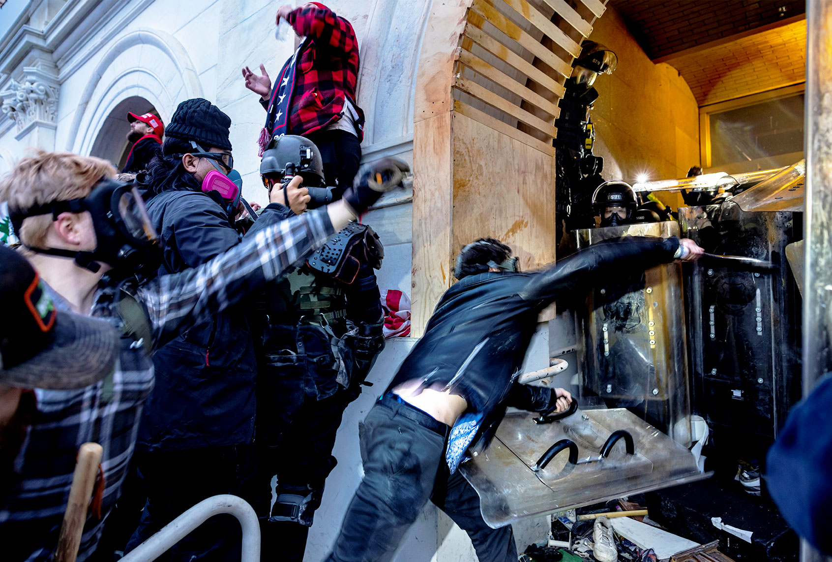 Trump supporters clash with police and security forces as people try to storm the US Capitol on January 6, 2021 in Washington, DC. - Demonstrators breeched security and entered the Capitol as Congress debated the 2020 presidential election Electoral Vote Certification. (Brent Stirton/Getty Images)