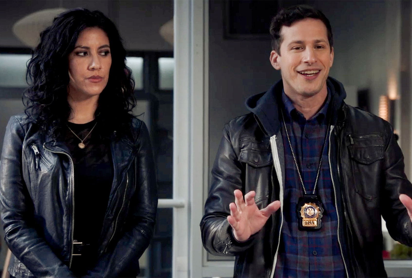Stephanie Beatriz and Andy Samberg in "Brooklyn Nine-Nine" (NBC)