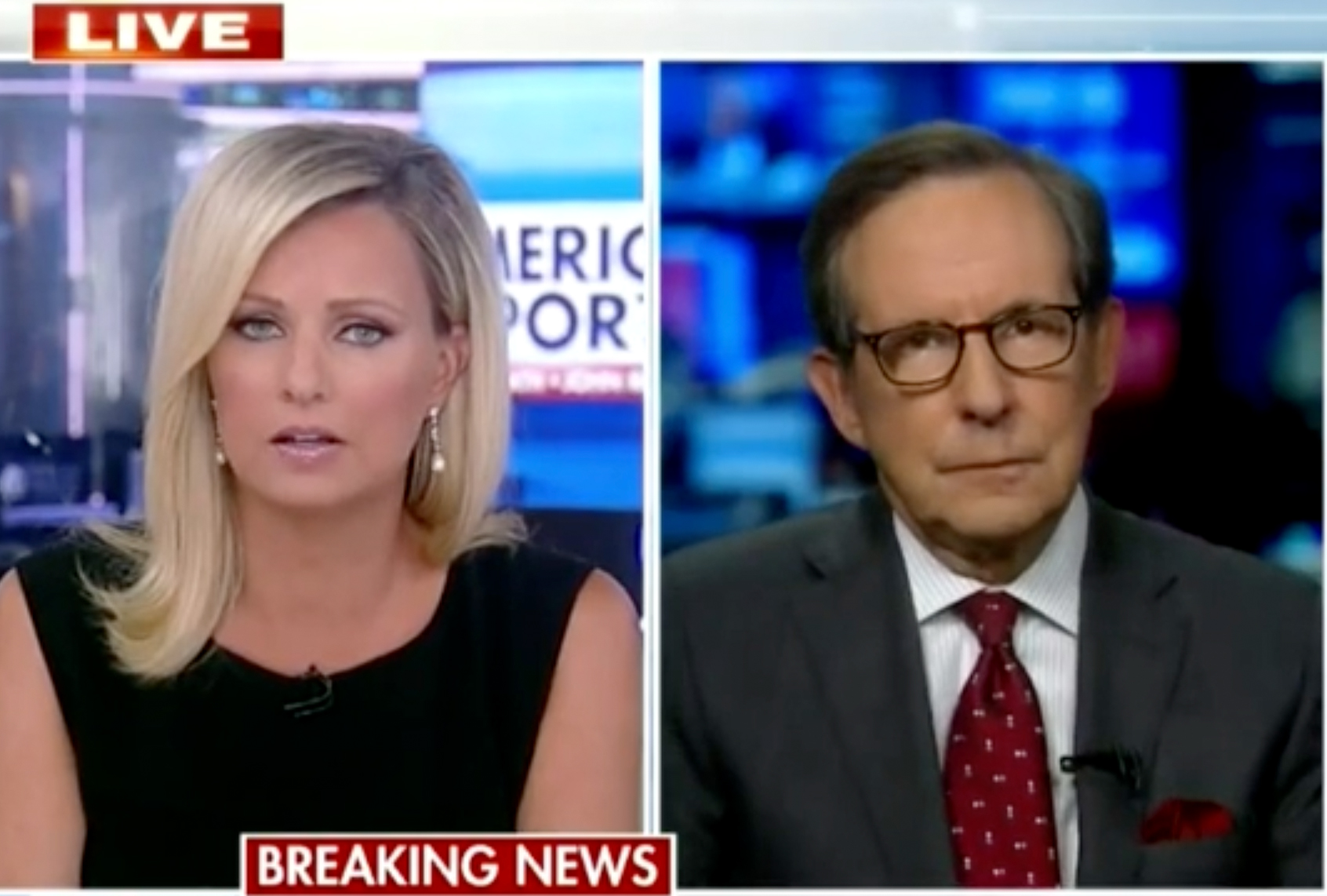 Fox News hosts Sandra Smith and Chris Wallace. (Fox News)
