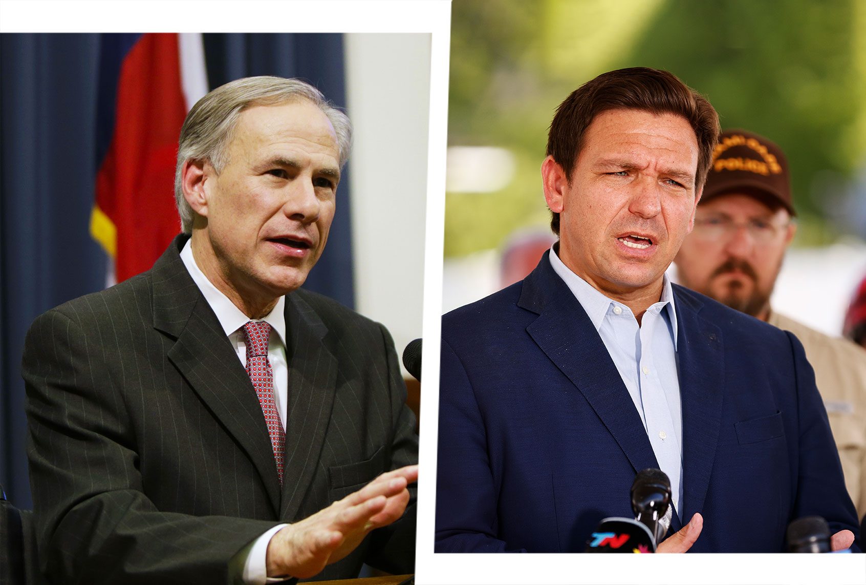 Greg Abbott and Ron DeSantis (Photo illustration by Salon/Getty Images)
