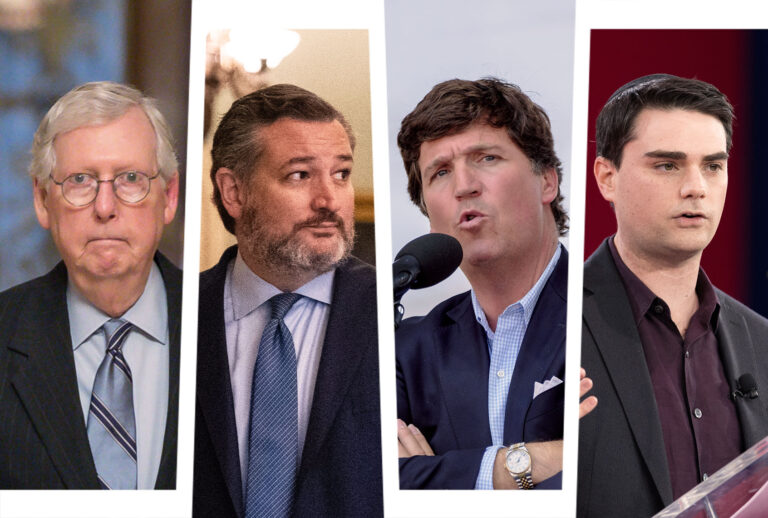 Mitch ﻿McConnell, Ted Cruz, Tucker Carlson and Ben Shapiro (Photo illustration by Salon/Getty Images)