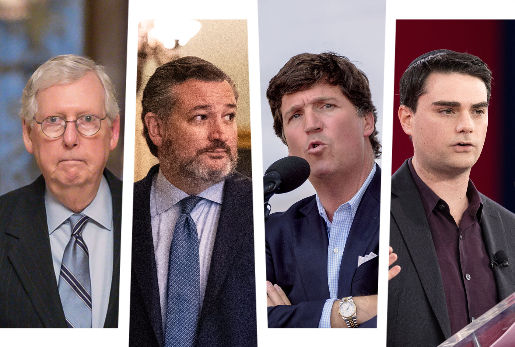 Mitch ﻿McConnell, Ted Cruz, Tucker Carlson and Ben Shapiro (Photo illustration by Salon/Getty Images)