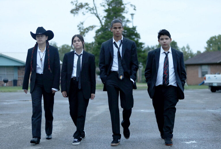 Paulina Alexis, Devery Jacobs, D’Pharaoh Woon-A-Tai and Lane Factor in "Reservation Dogs" (Shane Brown/FX)