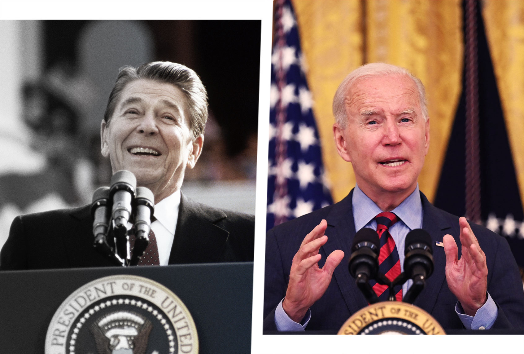 Ronald Reagan and Joe Biden (Photo illustration by Salon/Getty Images)