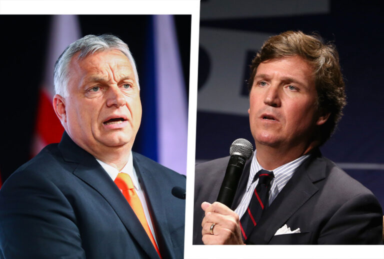 Viktor Orban and Tucker Carlson (Photo illustration by Salon/Getty Images)