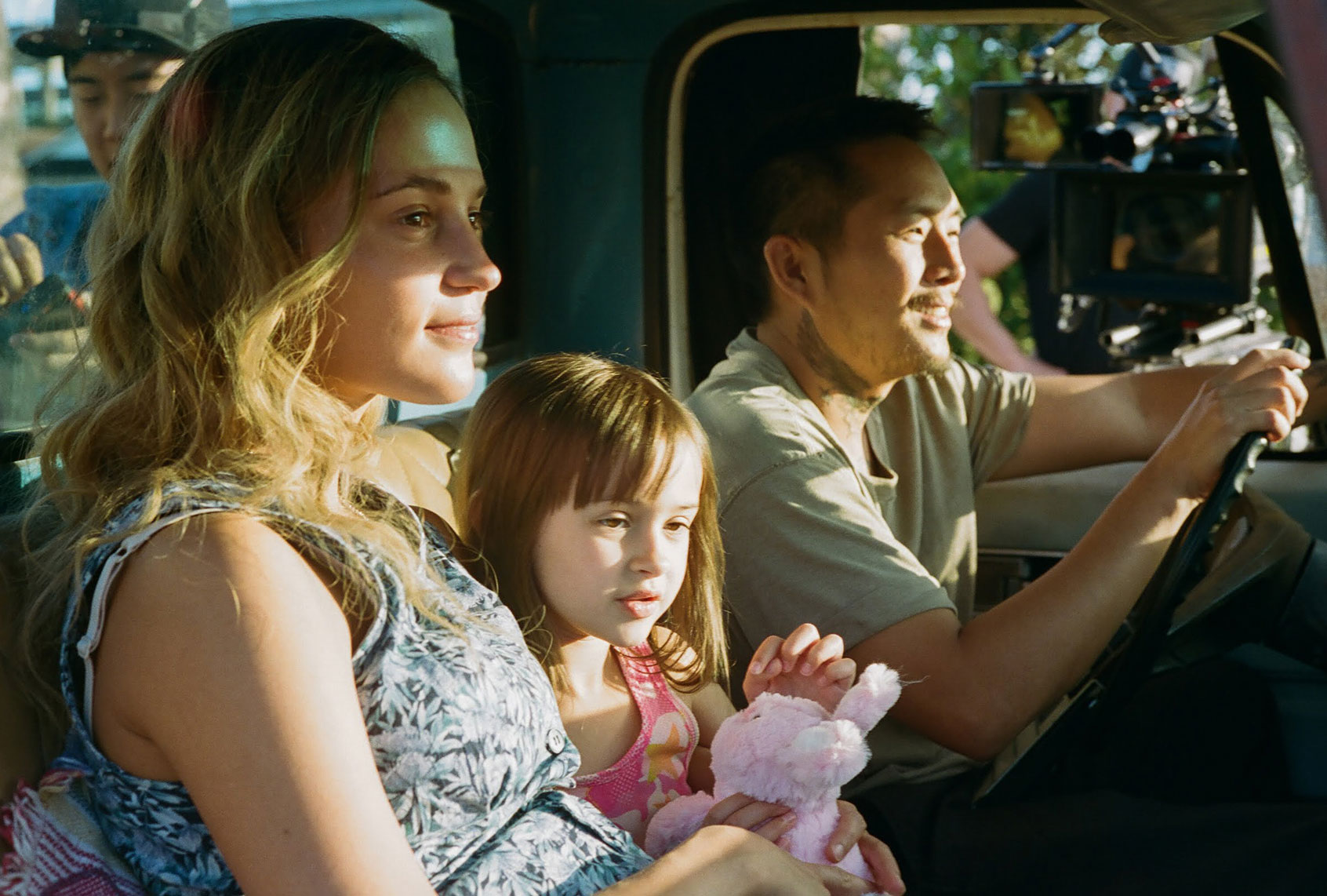 Alicia Vikander, Sydney Kowalske and Justin Chon in "Blue Bayou" (Focus Features)