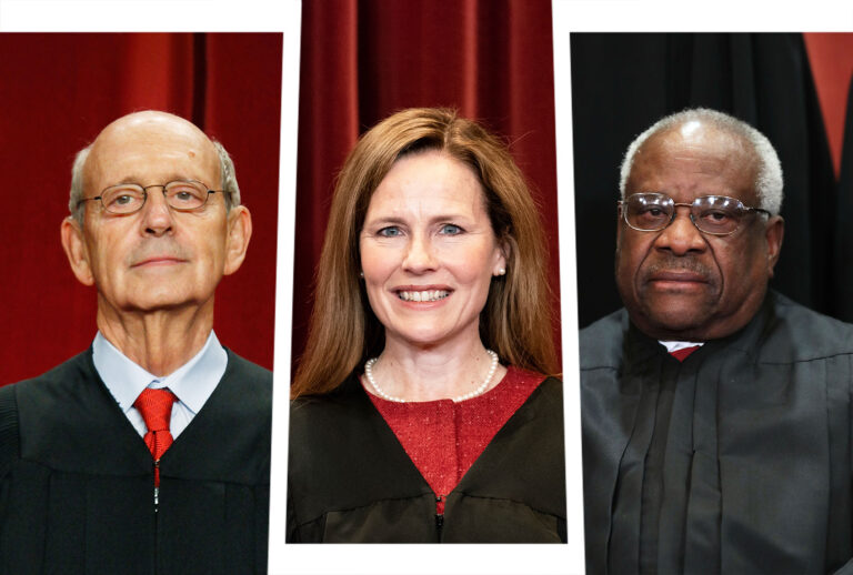 U.S. Supreme Court Justices Stephen Breyer, Amy Coney-Barrett and Clarence Thomas (Photo illustration by Salon/Getty Images/Chip Somodevilla/Mark Wilson/Erin Schaff)