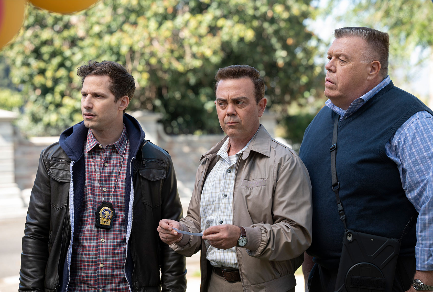 Andy Samberg, Joe Lo Truglio and Joel McKinnon Miller on "Brooklyn Nine-Nine" (John P. Fleenor/NBC)