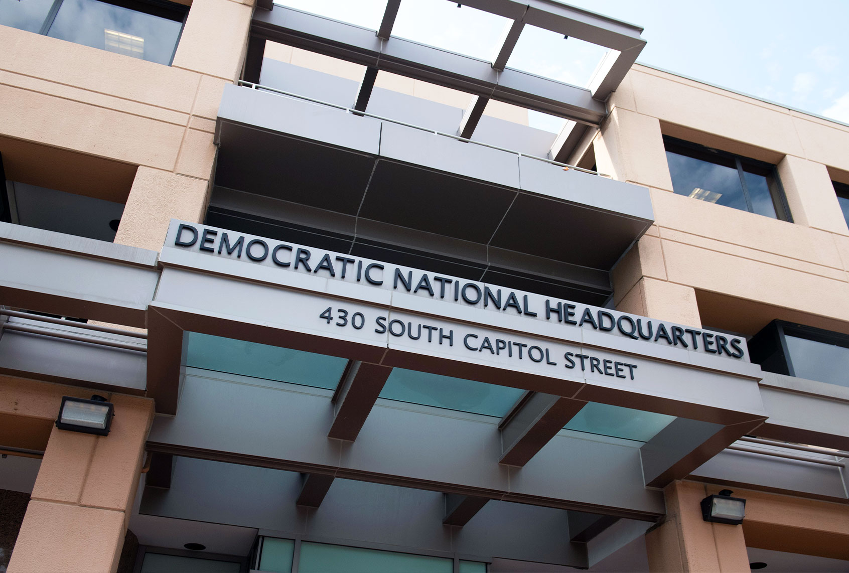 The headquarters of the Democratic National Committee (DNC) is seen in Washington, DC (SAUL LOEB/AFP via Getty Images)