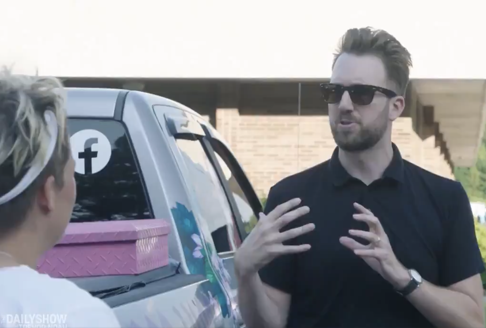 The Daily Show's Jordan Klepper interviewing an anti-mask protester in North Carolina. (Comedy Central/Screengrab)