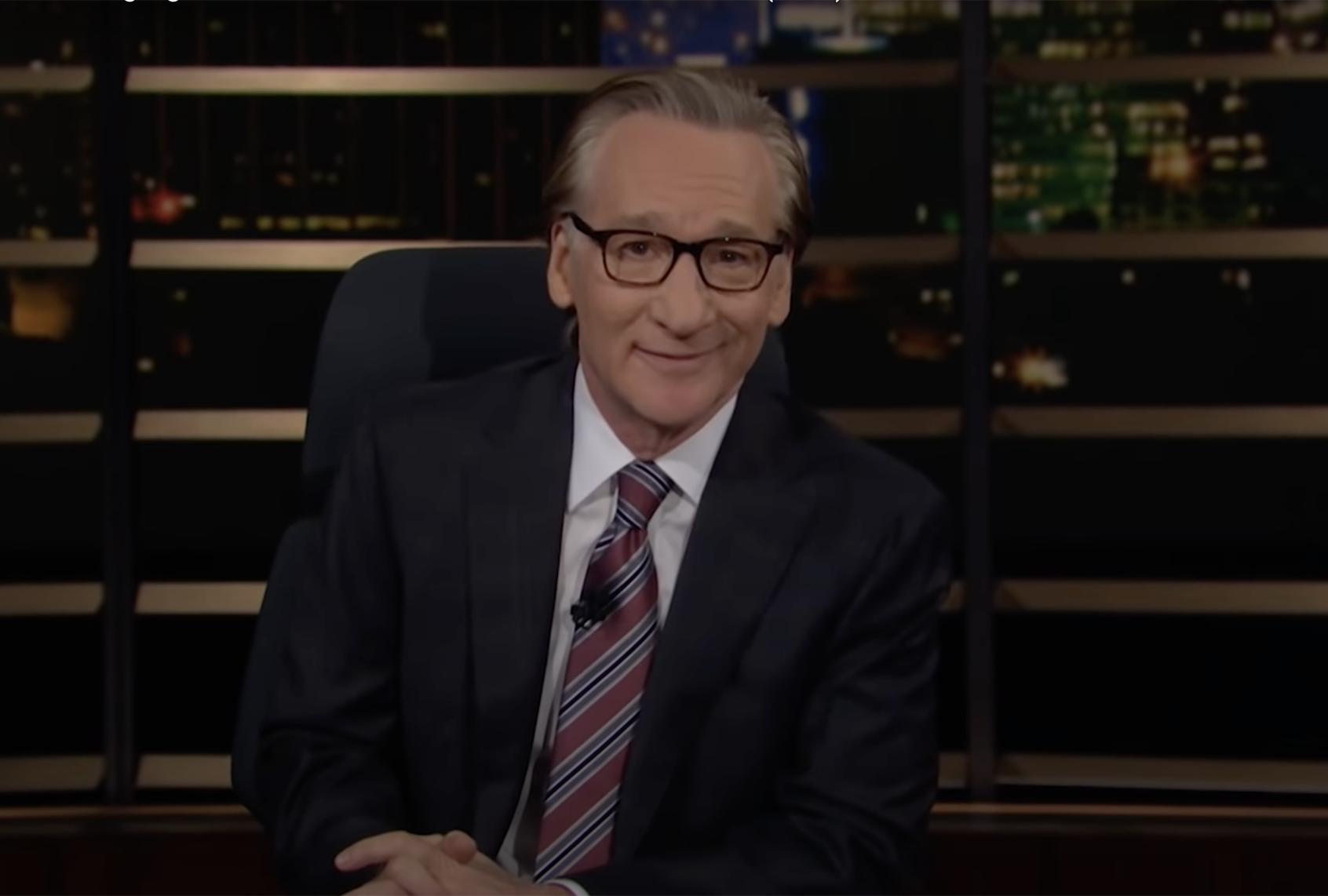 "Real Time" host Bill Maher discussing the NFL's decision to play "Lift Every Voice and Sing," known as the Black national anthem. (HBO)