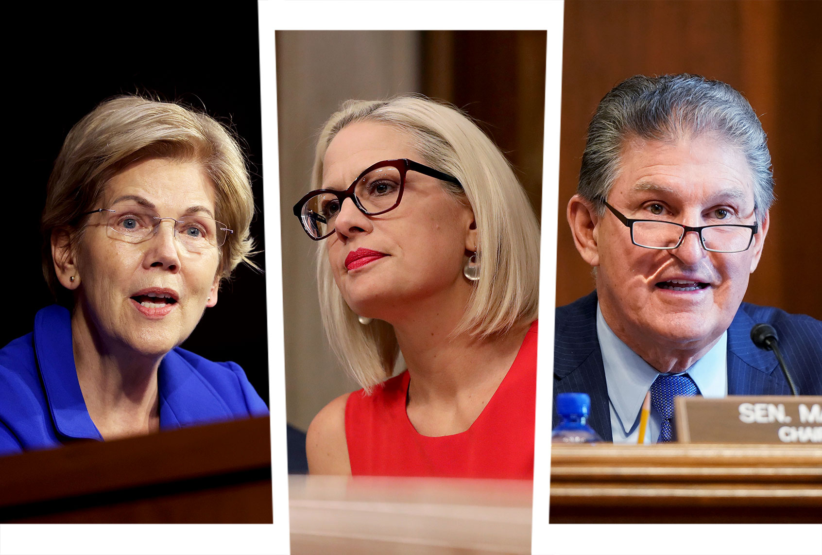 Elizabeth Warren, Kyrsten Sinema and Joe Manchin (Photo illustration by Salon/Getty Images)