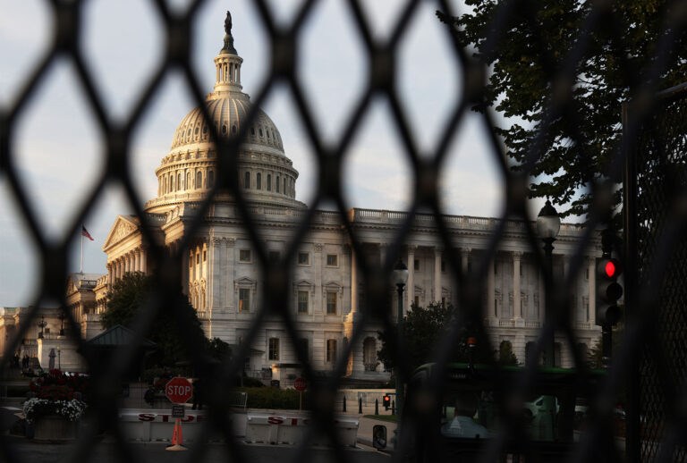 A fence surrounding the U.S. Capitol has been built overnight for tightening security on September 16, 2021 in Washington, DC. Security in the nation's Capital has been increased in preparation for the Justice for J6 Rally, a rally happening this weekend in Washington for support for those who rioted at the U.S. Capitol on January 6 to protest the 2020 presidential election outcome. (Alex Wong/Getty Images)