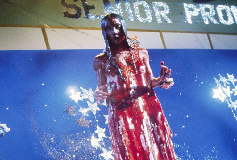 Drenched in pig's blood, Carrie White, played by Sissy Spacek, stares in shock in Brian De Palma's horror film 'Carrie', 1976. (Silver Screen Collection/Getty Images)