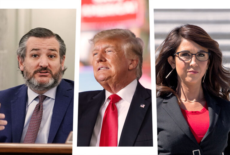 Ted Cruz, Donald Trump and Lauren Boebert (Photo illustration by Salon/Getty Images)