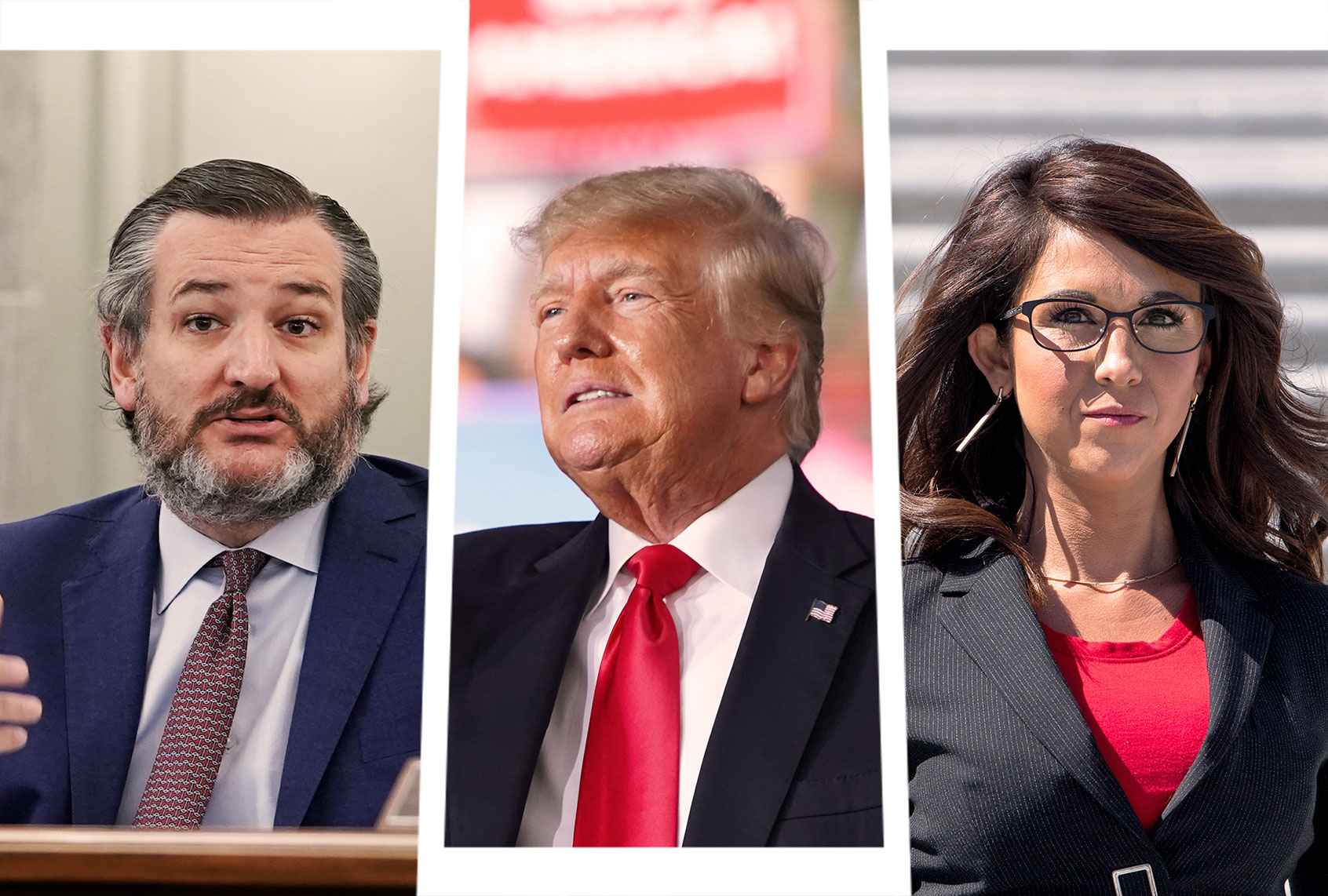 Ted Cruz, Donald Trump and Lauren Boebert (Photo illustration by Salon/Getty Images)
