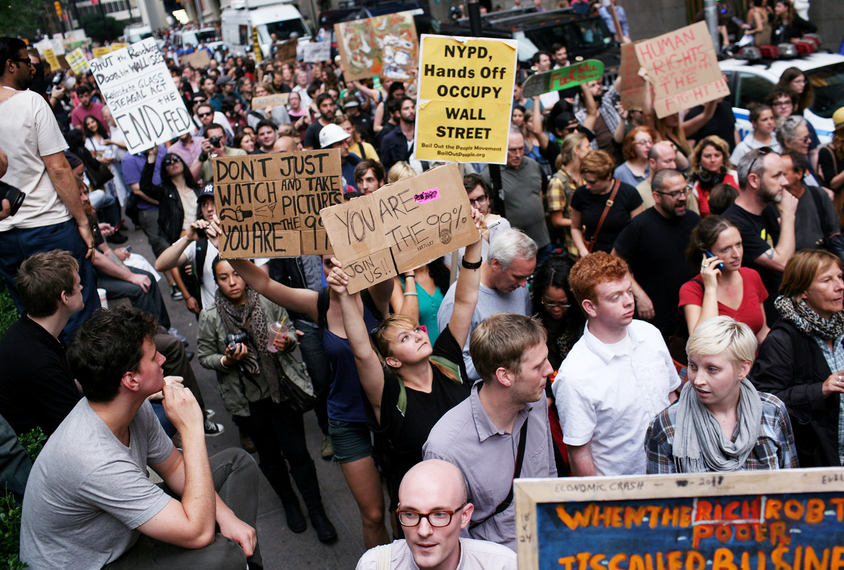 Scenes from the second week encampment of the "Occupy Wall Street" protest in Zuccotti Park in New York City's financial district. (Andrew Lichtenstein/Corbis via Getty Images)