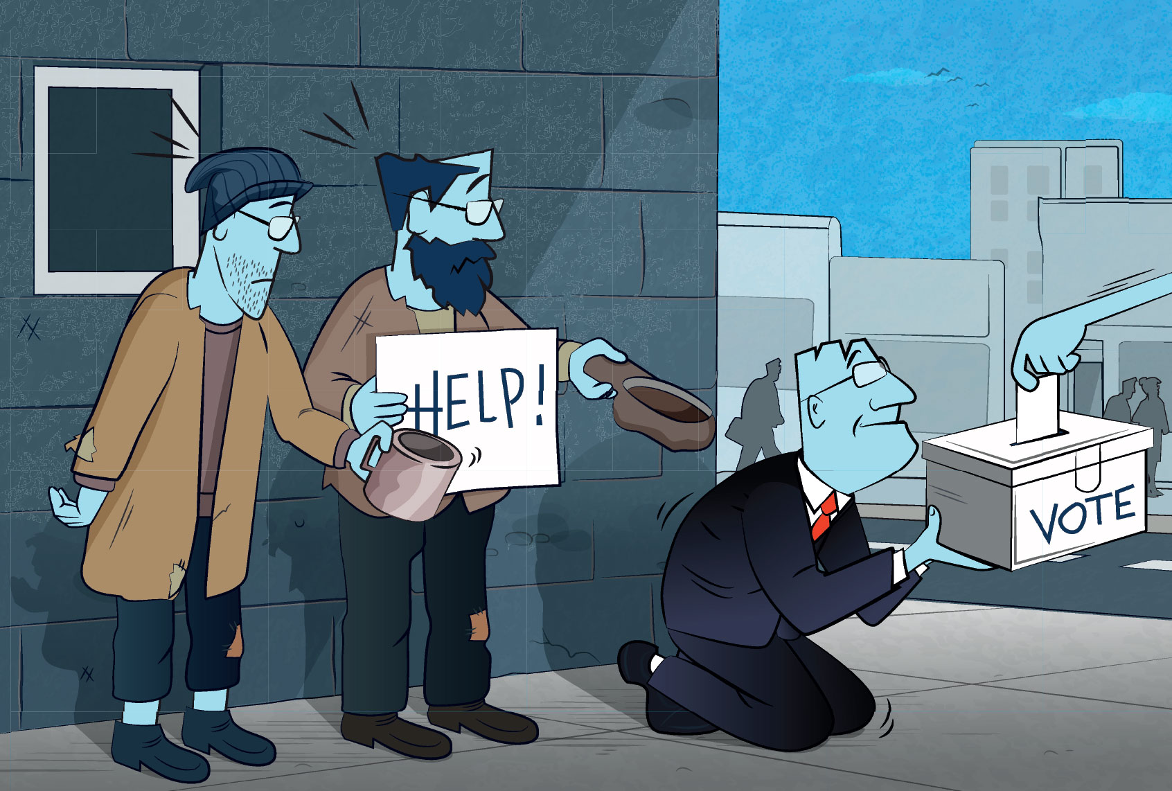 Politician on his knees begging for votes (Getty Images/Cemile Bingol)