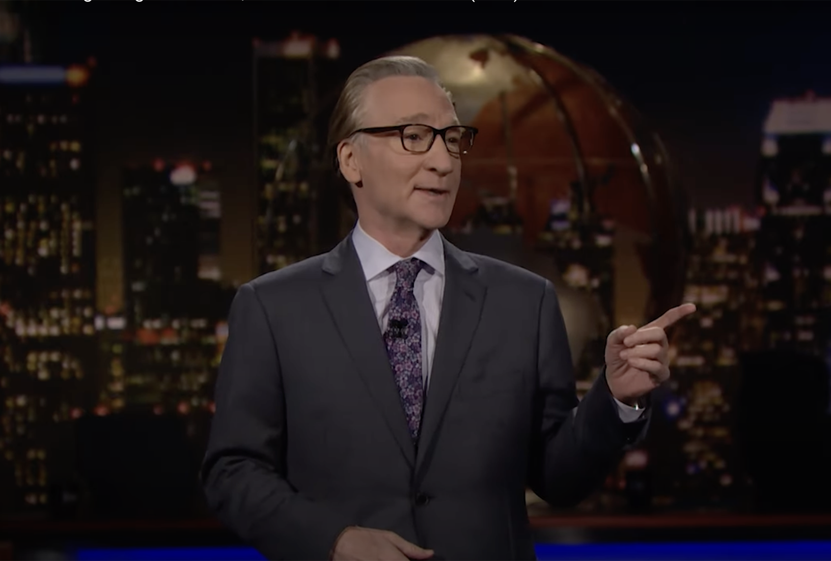 Bill Maher during a monologue on his weekly HBO show, "Real Time." (HBO)