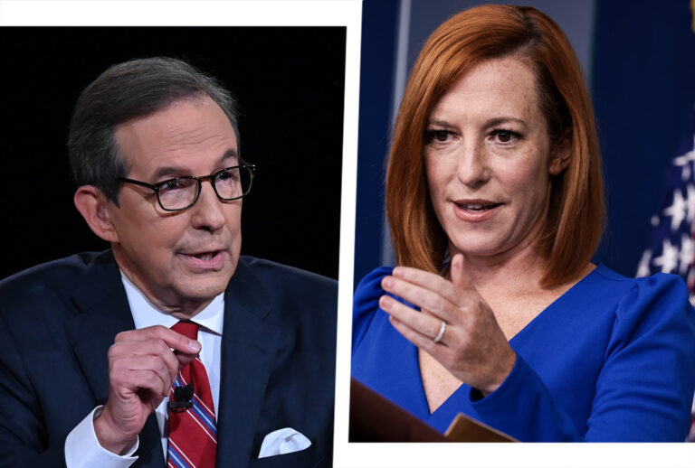 Fox News host Chris Wallace, left, and White House press secretary Jen Psaki. (Photo illustration by Salon/Getty Images)