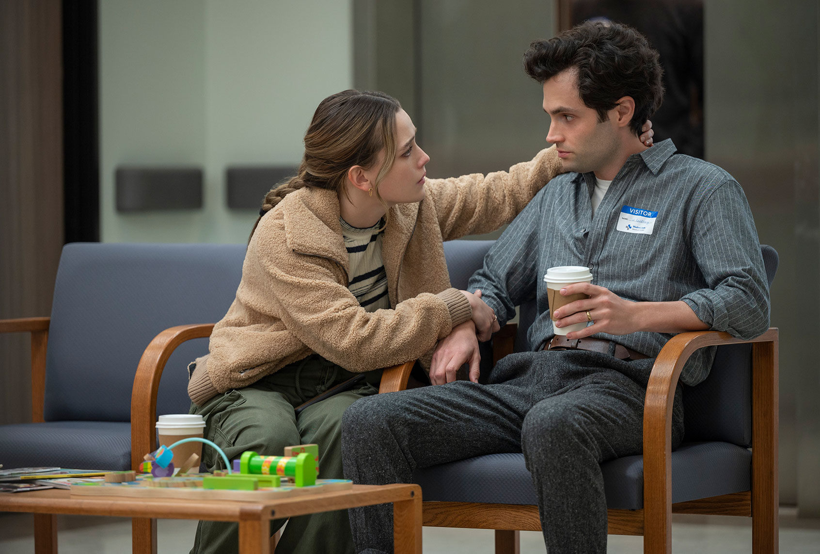 Victoria Pedretti and Penn Badly in "You" (John P. Fleenor/Netflix)