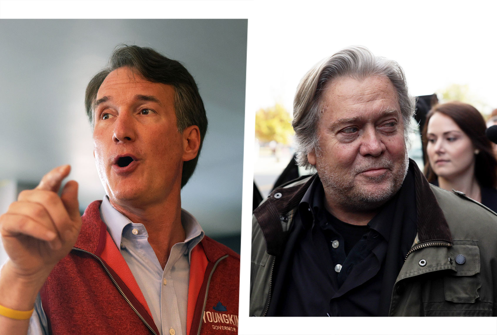 Glenn Youngkin and Steve Bannon (Photo illustration by Salon/Getty Images)