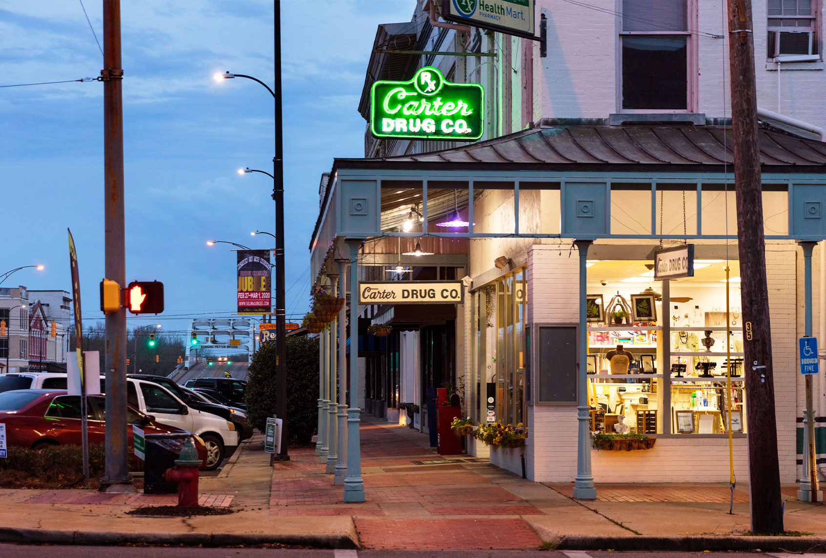 Downtown drugstore in the evening on 3rd March 2020 in Selma, Alabama, United States. (Barry Lewis/InPictures via Getty Images)