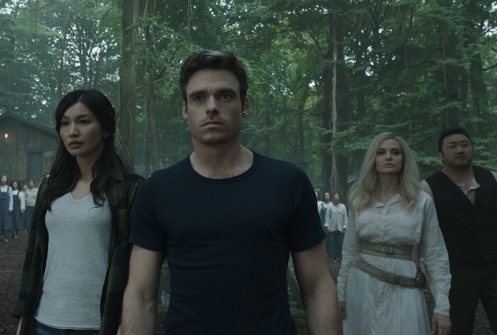 Gemma Chan, Richard Madden, Angelina Jolie, and Don Lee as the Eternals (Walt Disney Studios)