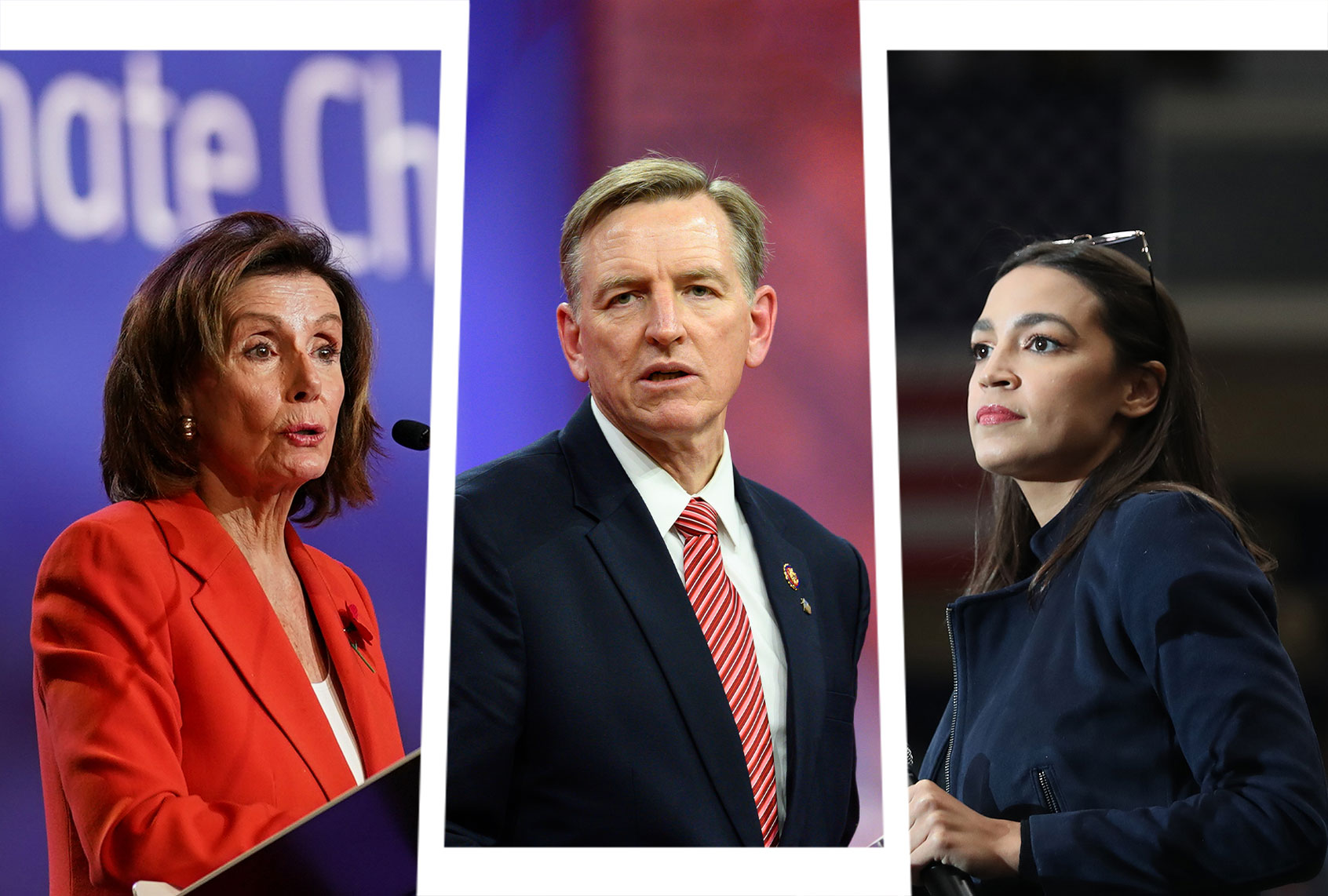 Nancy Pelosi, Paul Gosar and Alexandria Ocasio-Cortez (Photo illustration by Salon/Getty Images)