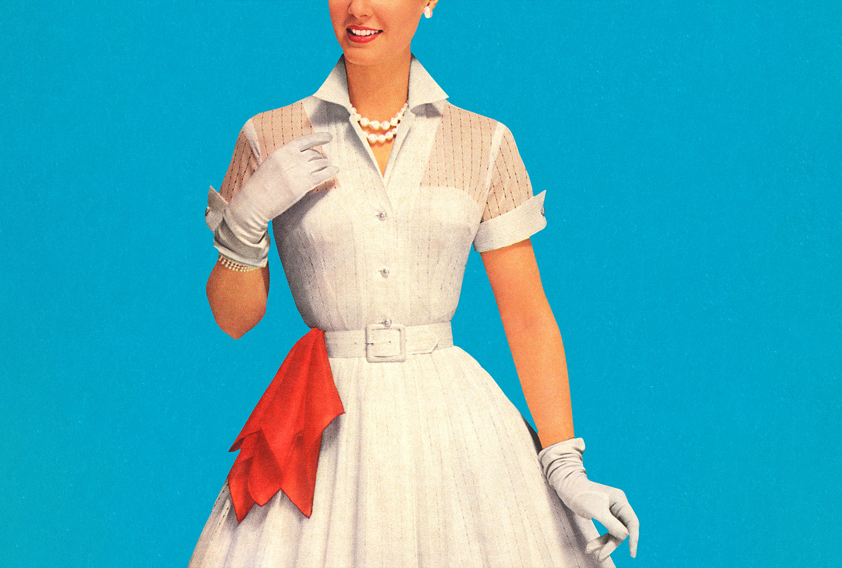 Woman Wearing White Dress With Red Handkerchief (Getty Images/CSA-Printstock)